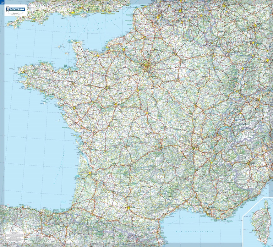 Wandkaart Frankrijk France Carte Plastificee Michelin 721 9782067119857 Reisboekwinkel 7963