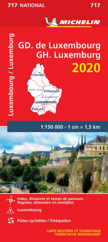 Wegenkaart Landkaart 717 Luxemburg 2020 Michelin 9782067244221 8552