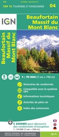 Wandelkaart - Fietskaart 75004 Beaufortain - Massif du Mont Blanc | IGN - Institut Géographique National