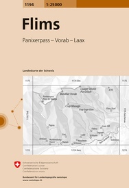 Wandelkaart - Topografische kaart 1194 Flims | Swisstopo