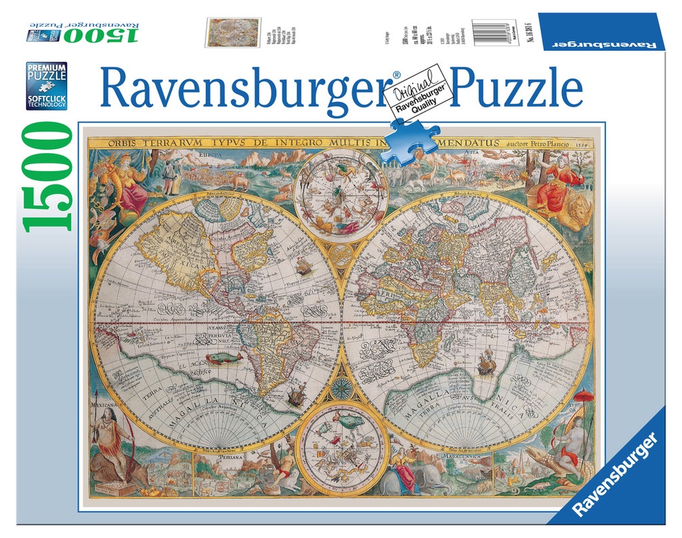 Zuivelproducten Bevestigen Vel Legpuzzel Wereldkaart 1594 met 1500 stukjes | Ravensburger | 4005556163816  | Reisboekwinkel De Zwerver
