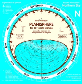 Sterrenkaart - Planisfeer Ecuator - Evenaar (engelstalig) 10° Noord en 10° Zuid | Rob Walrecht Productions1