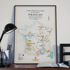 Wandkaart France Carte des vins | Wijngebieden in Frankrijk | 50 x 70 cm | La carte des vins