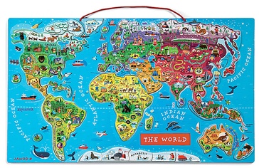 Legpuzzel - Kinderwereldkaart Magnetic World Map | Janod