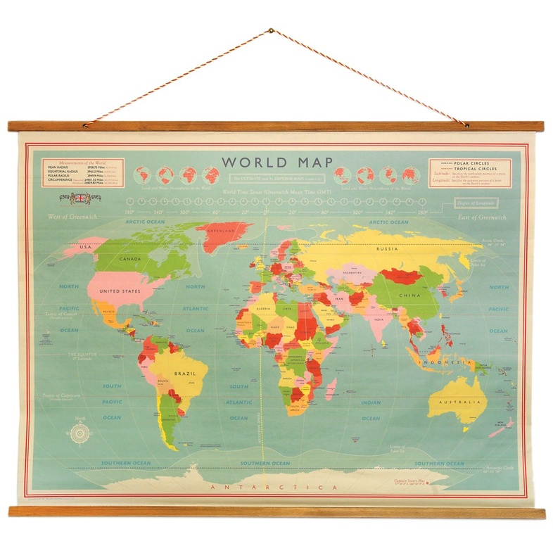 sextant karbonade chirurg Vintage wereldkaart World Map | Rex London | 5027455388946 | Reisboekwinkel  De Zwerver