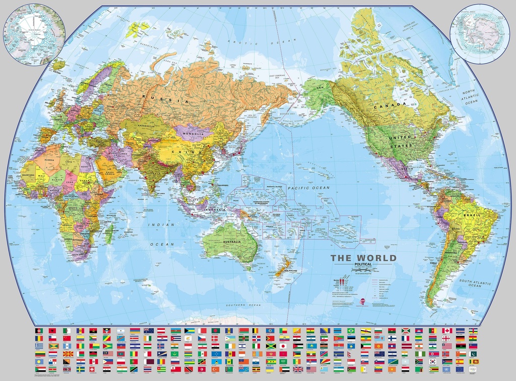 Ruim Overtollig smokkel Wereldkaart (60) World Pacific-centred Wall Map 136 x 100 cm | Maps  International | 9781904892953 | Reisboekwinkel De Zwerver