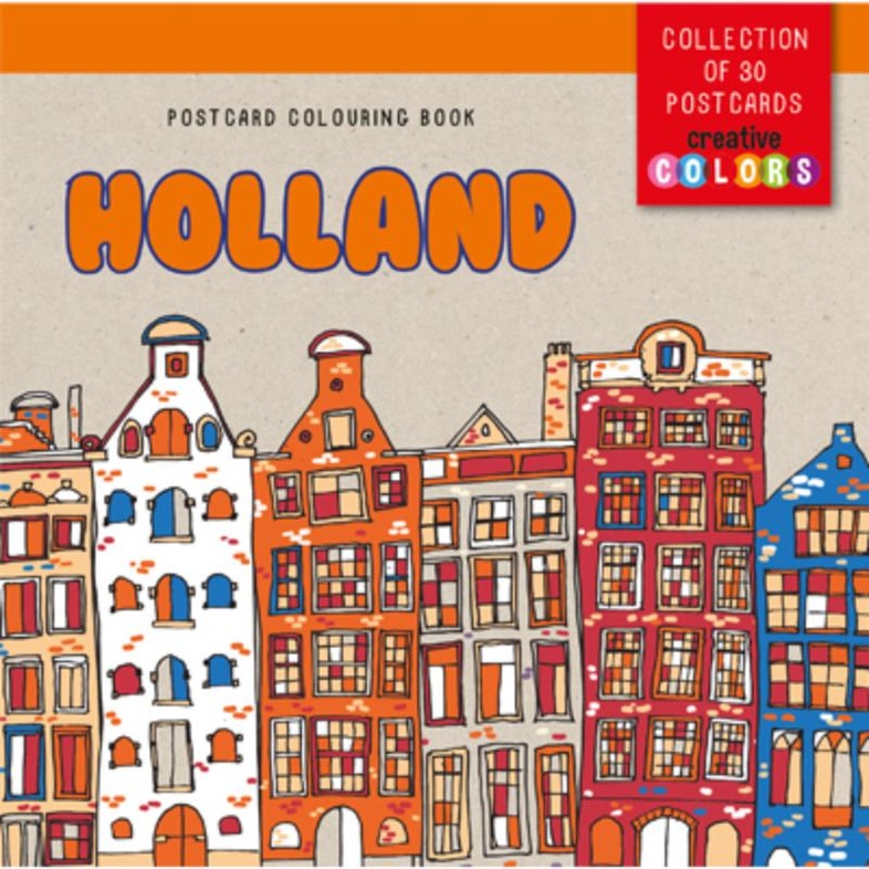 Huis Adelaide Wegrijden Kleurboek Postcard colouring book Holland - ansichten kaarten kleurboek  Nederland | Lantaarn | 9789463543705 | Reisboekwinkel De Zwerver