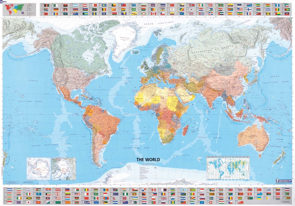 armoede uitbarsting Optimisme Wereldkaart 01 The World - Wereld, 144 x 100 cm | Michelin | 9782061009901  | Reisboekwinkel De Zwerver