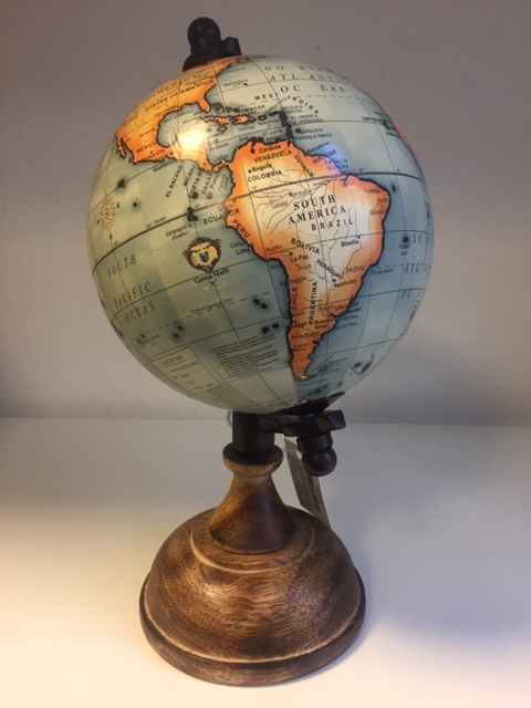 Adelaide residentie Ontcijferen Wereldbol - Vintage Globe blauw op houten voet, 20 cm | 8713219329122 |  Reisboekwinkel De Zwerver