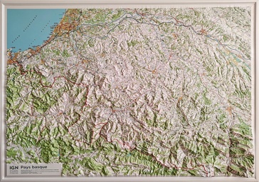 Reliëfkaart 60180 Relief Pays-Basque met voelbaar 3D reliëf | 113 x 80 cm | IGN - Institut Géographique National