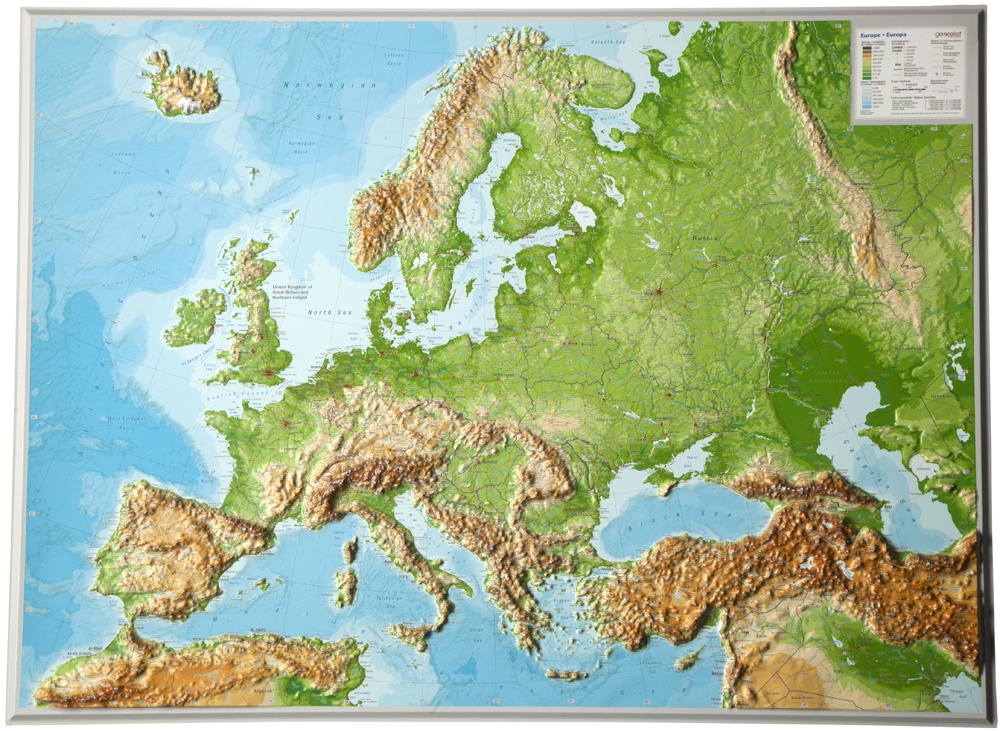 behalve voor Spoedig Aanklager Wandkaart - Reliëfkaart Europa met voelbaar 3D reliëf, 77 x 55 x 2 cm |  GeoRelief | 4280000664372 | Reisboekwinkel De Zwerver