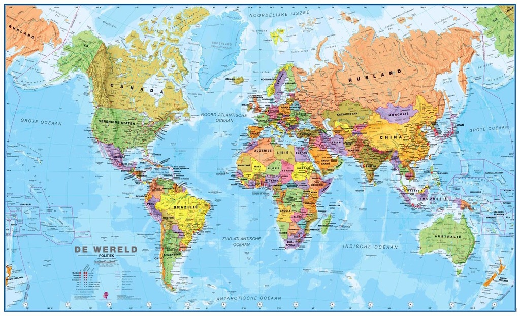 Wereldkaart 66P-zvl Politiek, x 86 cm | Maps International | 0425111382966 | Zwerver
