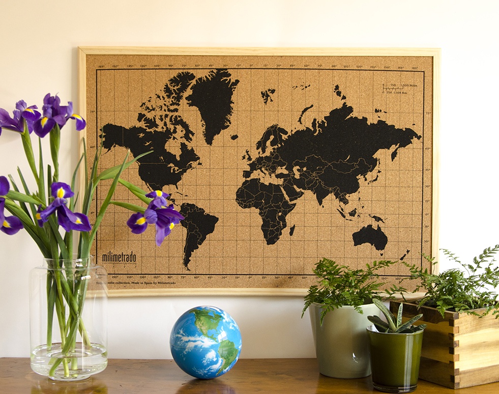 wagon Niet meer geldig Decoratief Wereldkaart van kurk World Map Corkboard 70 x 50 cm | Milimetrado |  9780301478623 | Reisboekwinkel De Zwerver