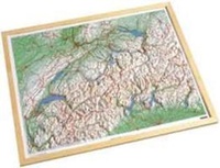 Zwitserland met voelbaar 3D reliëf met houten kader | 82 x 68 cm