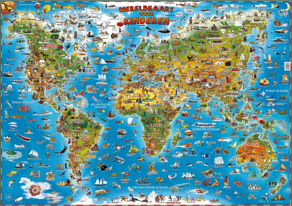 Kelder kleermaker Brein Kinderwereldkaart 93 Wereldkaart voor kinderen, 140 x 100 cm | Dino's Maps  | 9781905502356 | Reisboekwinkel De Zwerver