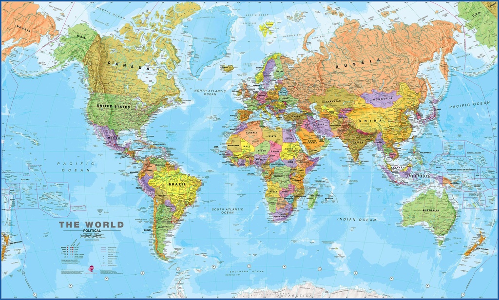 Altaar Beurs helder Prikbord Wereldkaart, politiek, 101 x 59 cm | Maps International |  0421331337656 | Reisboekwinkel De Zwerver