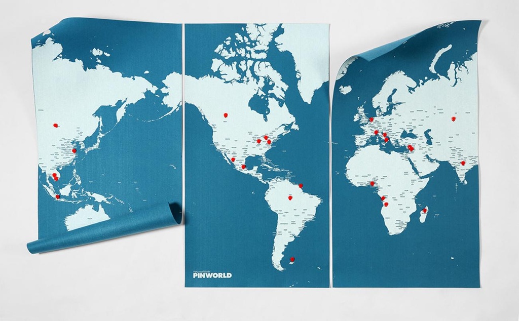 voorjaar Shinkan pols Pin world Wall Map - pin wereldkaart blauw XL 210 x 130 cm | Palomar |  8033020511098 | Reisboekwinkel De Zwerver