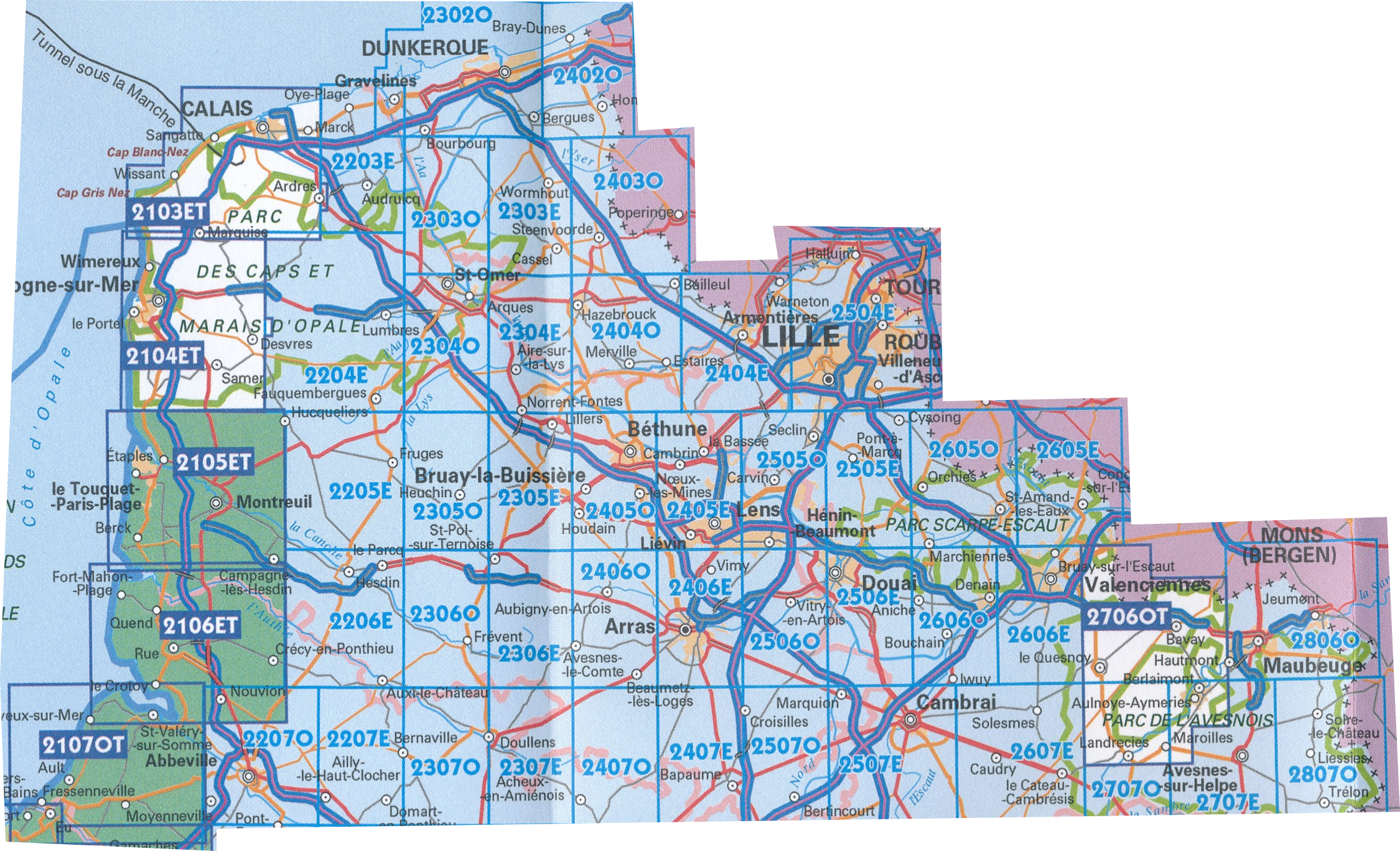 Wandelkaart Topografische Kaart 2105et Le Touquet Paris Plage Berck étaples Vallée De La Canche Ign Institut Géographique National