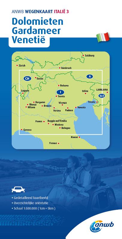 Online bestellen: Wegenkaart - landkaart 3 Dolomieten, Gardameer en Venetië | ANWB Media