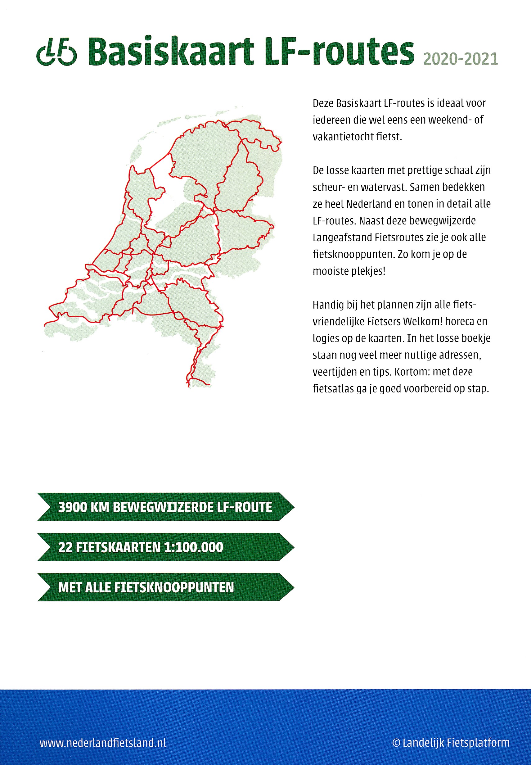 behang Groene achtergrond Namens Fietsgids Basiskaart netwerk LF-routes gids + map van 22 kaarten 2021-2022  | Buijten & Schipperheijn | 9789072930729 | Reisboekwinkel De Zwerver