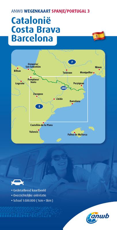 Online bestellen: Wegenkaart - landkaart 3 Catalonië, Costa Brava, Barcelona | ANWB Media