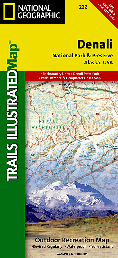 Online bestellen: Wandelkaart - Topografische kaart 222 Trails Illustrated Denali National Park | National Geographic