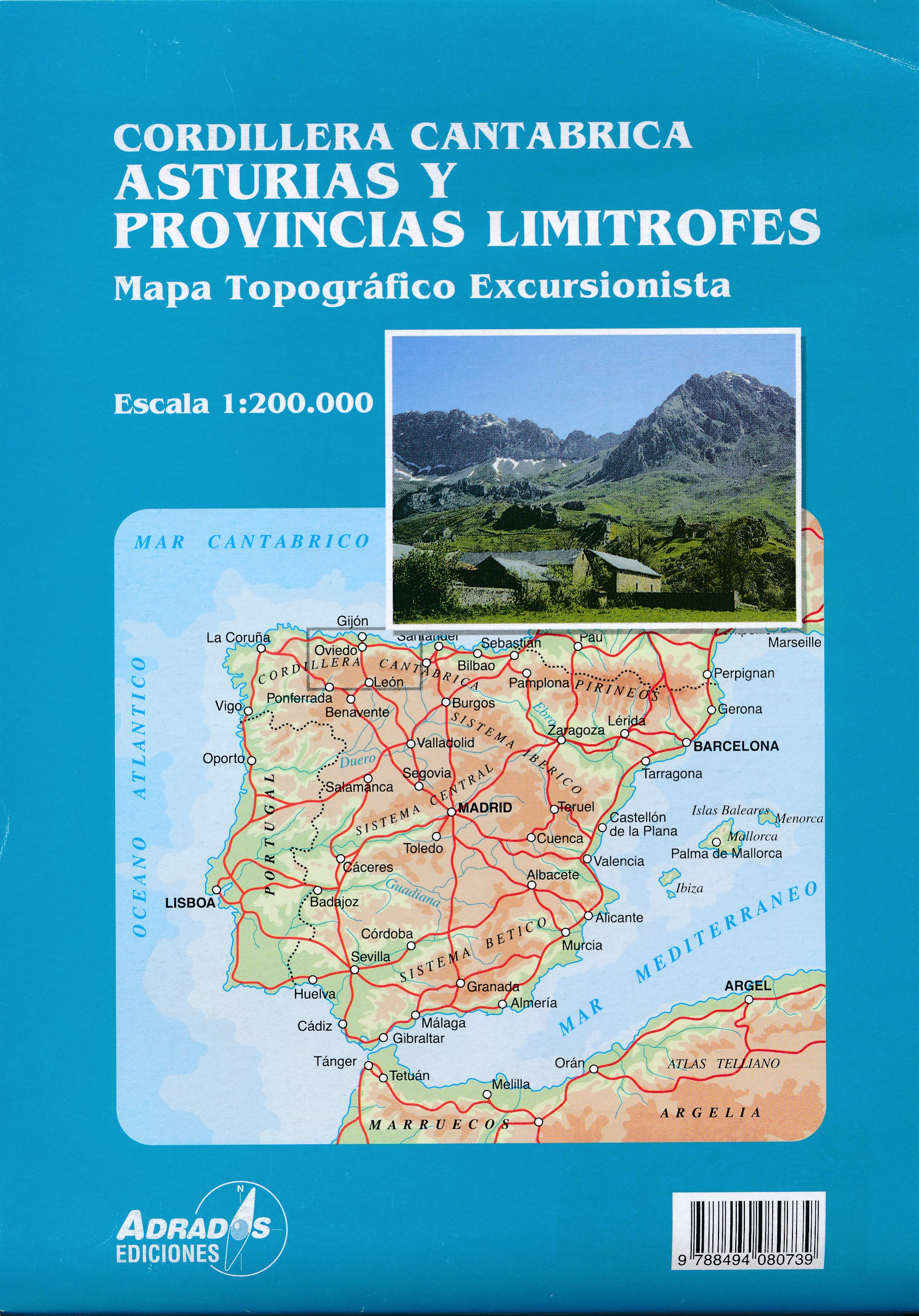 Online bestellen: Wegenkaart - landkaart Cordillera Cantabrica - Asturias y provincias limitrofes | Adrados Ediciones