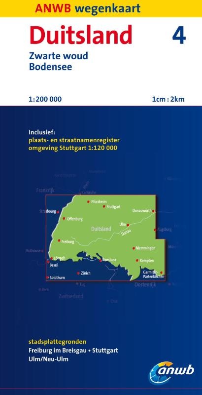 Wegenkaart - Landkaart Duitsland 4. Zwarte Woud, Bodensee | ANWB | 