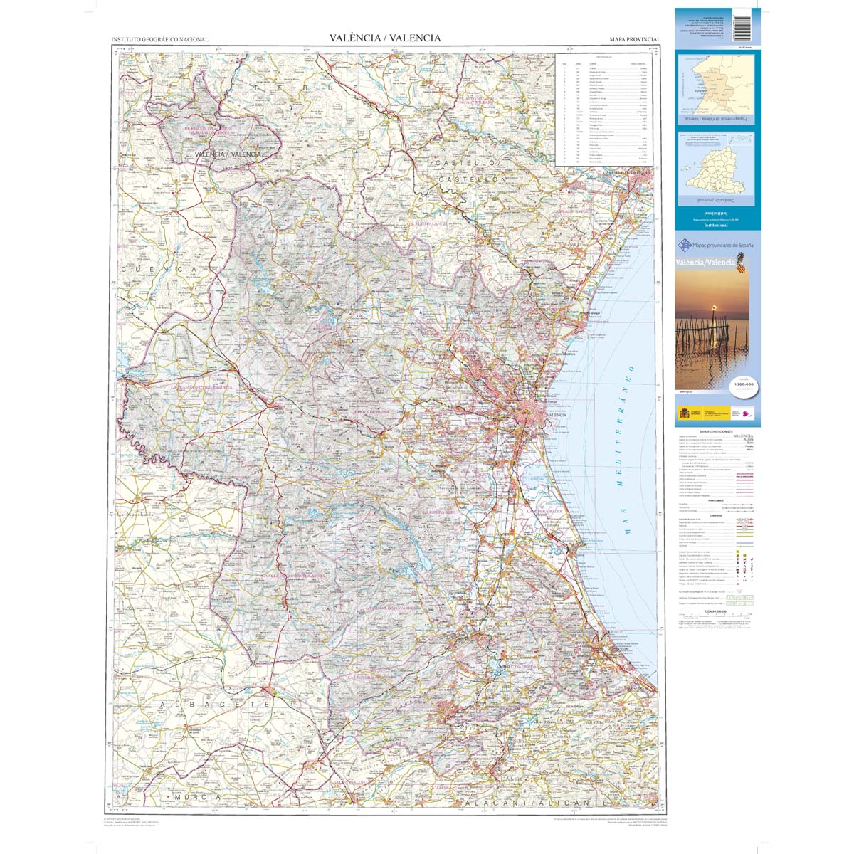 Online bestellen: Wegenkaart - landkaart Mapa Provincial Valencia | CNIG - Instituto Geográfico Nacional