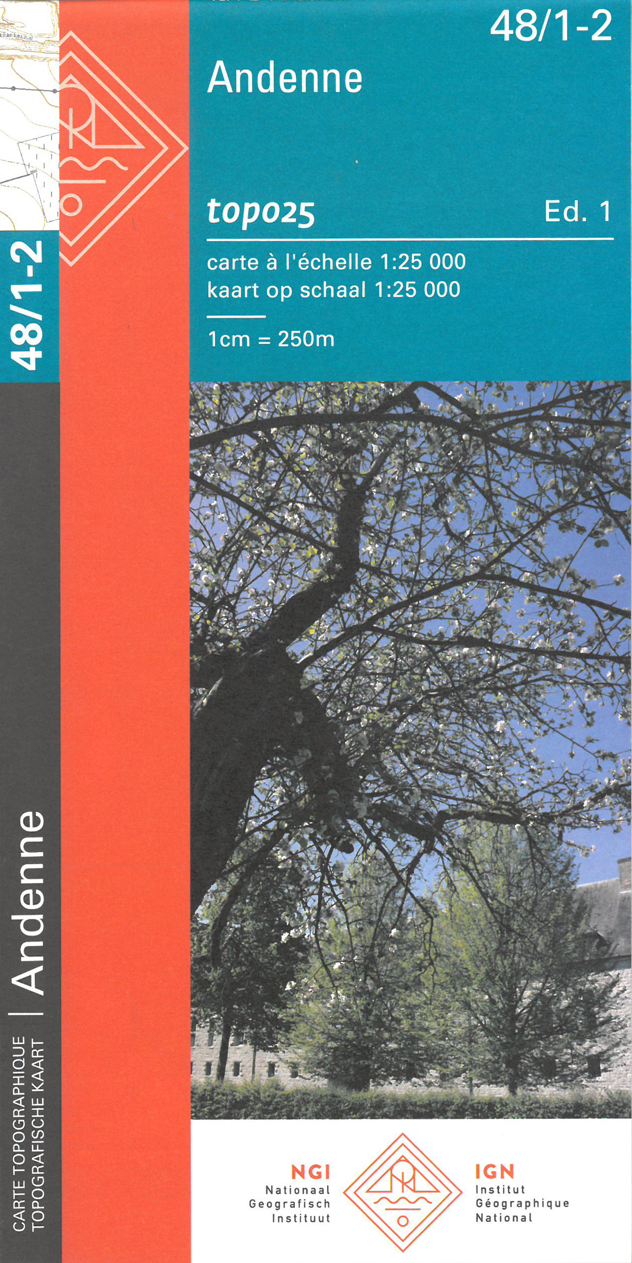 Online bestellen: Wandelkaart - Topografische kaart 48/1-2 Topo25 Andenne | NGI - Nationaal Geografisch Instituut