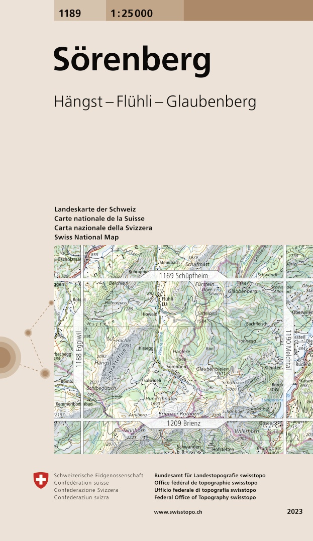 Online bestellen: Wandelkaart - Topografische kaart 1189 Sörenberg | Swisstopo