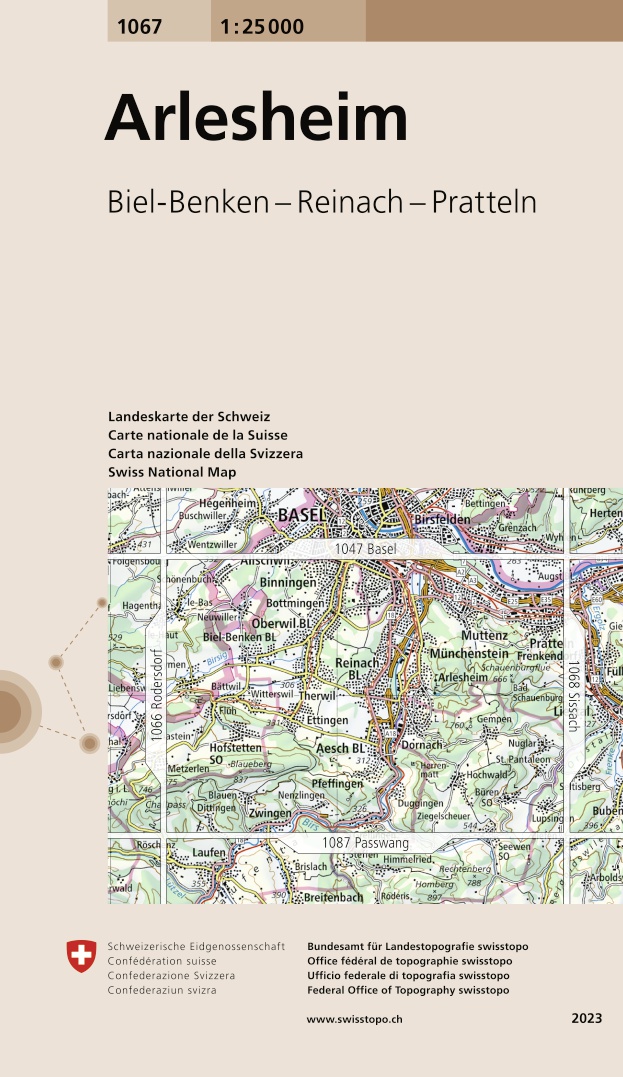 Online bestellen: Wandelkaart - Topografische kaart 1067 Arlesheim | Swisstopo