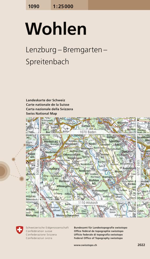 Online bestellen: Wandelkaart - Topografische kaart 1090 Wohlen | Swisstopo