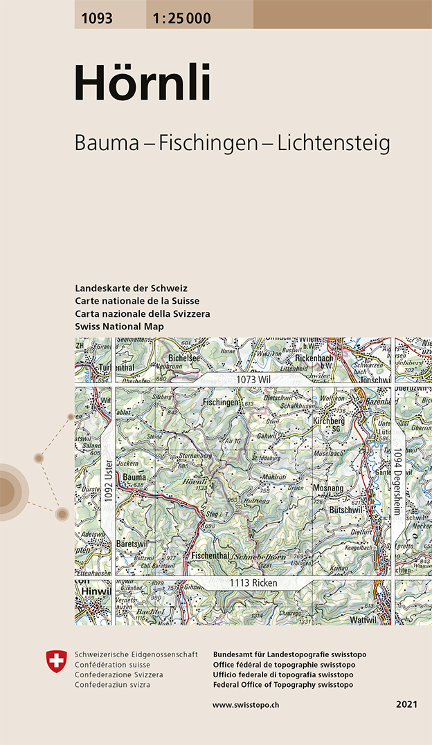 Online bestellen: Wandelkaart - Topografische kaart 1093 Hörnli | Swisstopo