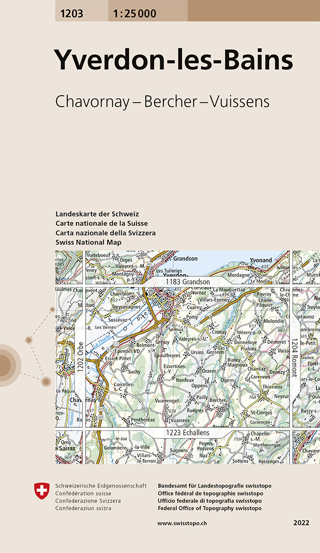 Online bestellen: Wandelkaart - Topografische kaart 1203 Yverdon | Swisstopo