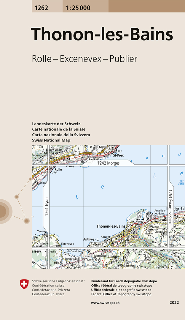 Online bestellen: Wandelkaart - Topografische kaart 1262 Thonon-les-Bains | Swisstopo