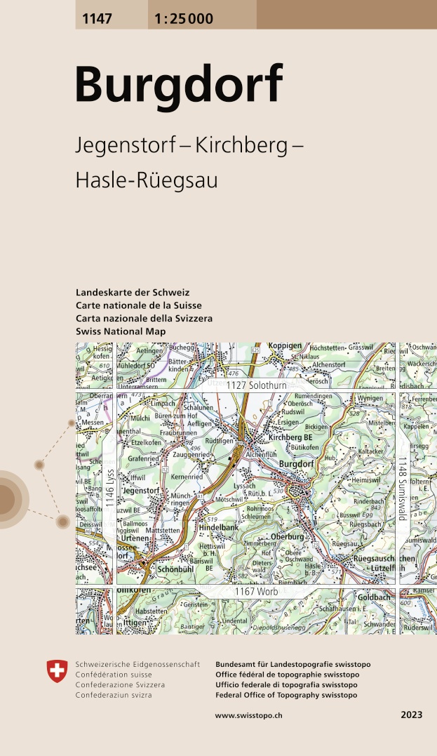 Online bestellen: Wandelkaart - Topografische kaart 1147 Burgdorf | Swisstopo