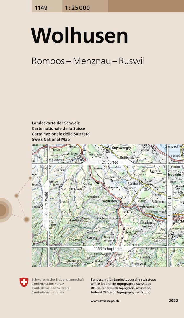 Online bestellen: Wandelkaart - Topografische kaart 1149 Wolhusen | Swisstopo