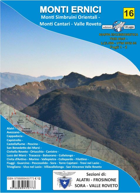 Online bestellen: Wandelkaart - Topografische kaart 16 Gruppo dei Monti Ernici | Edizione il Lupo