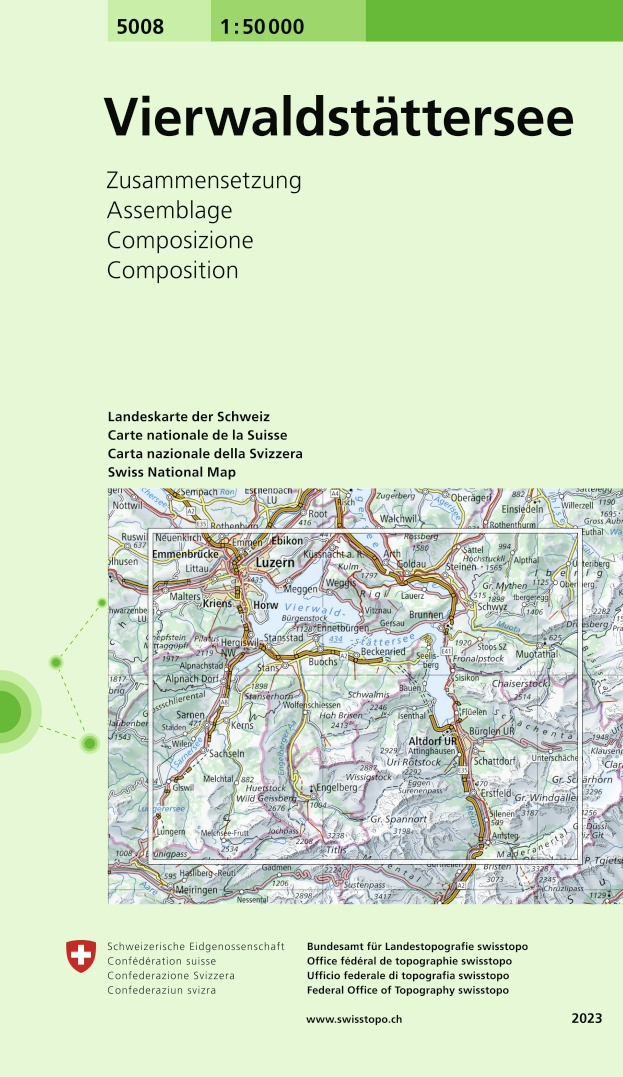 Online bestellen: Wandelkaart - Topografische kaart 5008 Vierwaldstätter See | Swisstopo