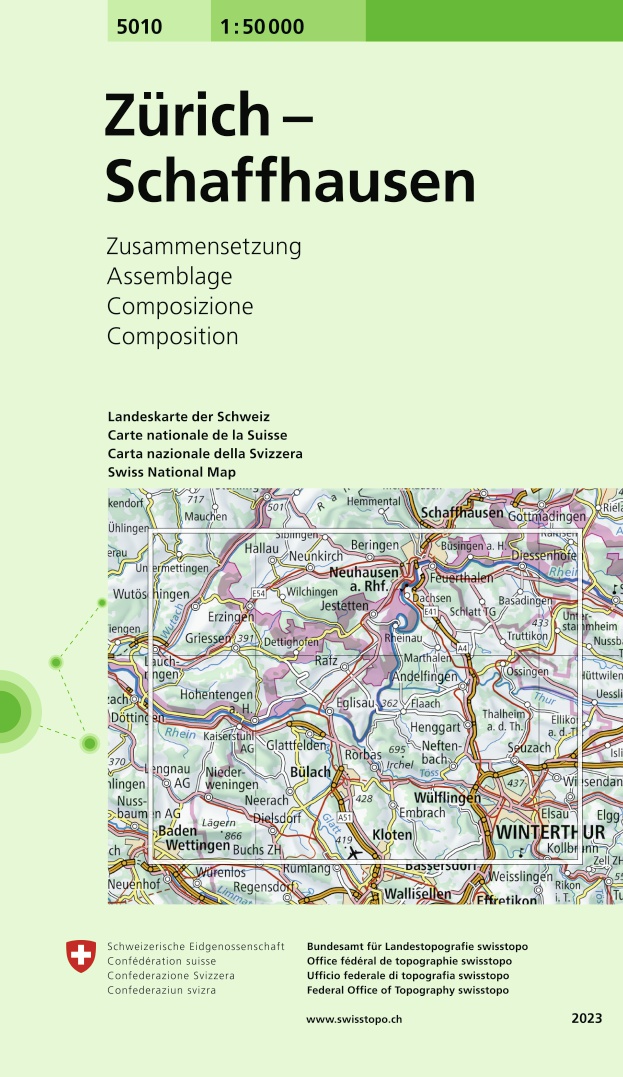 Online bestellen: Wandelkaart - Topografische kaart 5010 Zürich - Schaffhausen | Swisstopo