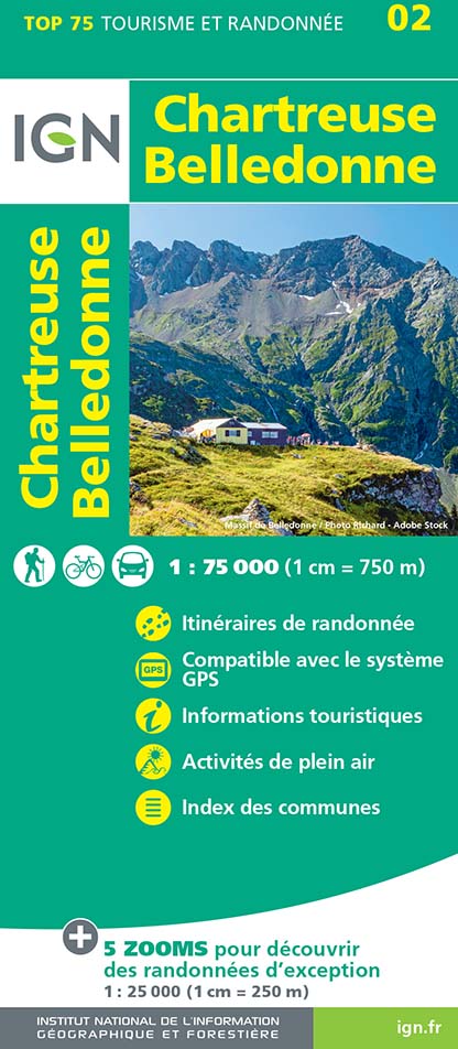 Online bestellen: Fietskaart - Wandelkaart 75002 Chartreuse - Belledonne | IGN - Institut Géographique National