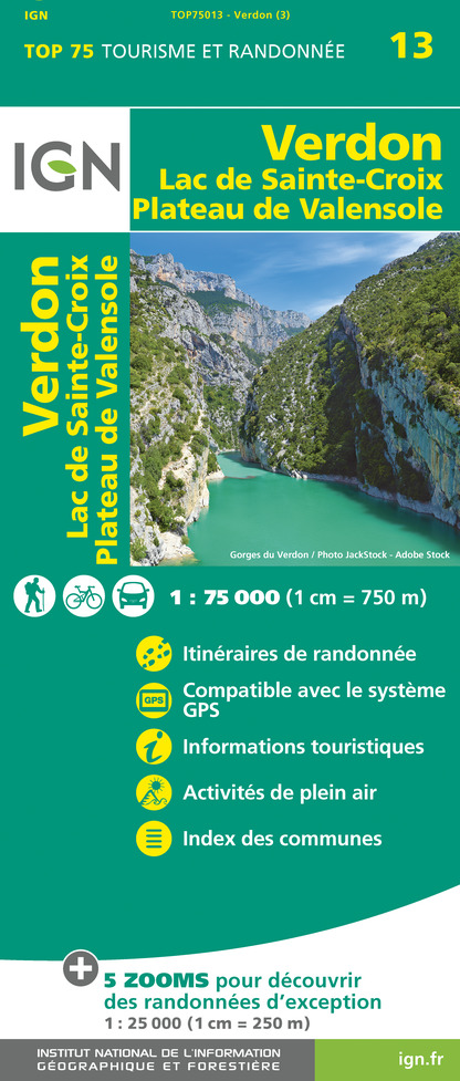 Online bestellen: Fietskaart - Wandelkaart 75013 Verdon, Lac de Sainte-Croix, Valensole | IGN - Institut Géographique National