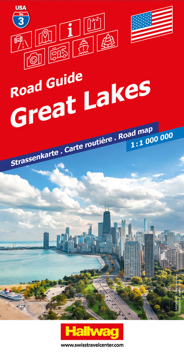 Online bestellen: Wegenkaart - landkaart 3 Great Lakes USA | Hallwag