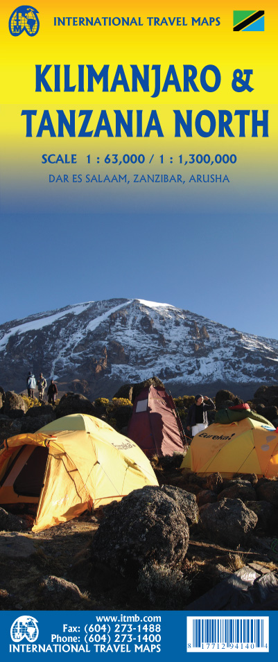 Wandelkaart Kilimanjaro en wegenkaart Noord Tanzania | ITMB