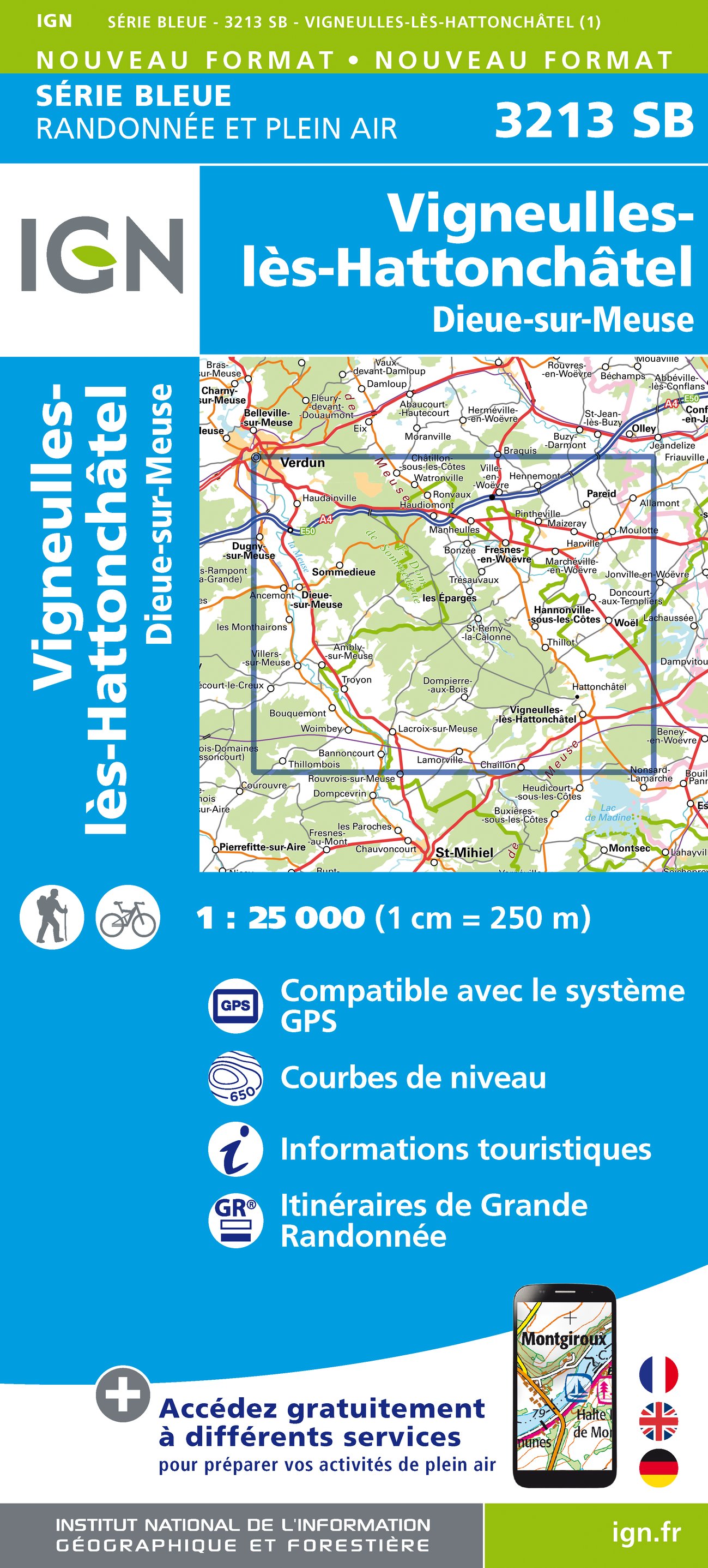 Online bestellen: Wandelkaart - Topografische kaart 3213 SB - Serie Bleue Vigneulles-lès-Hattonchâtel | IGN - Institut Géographique National