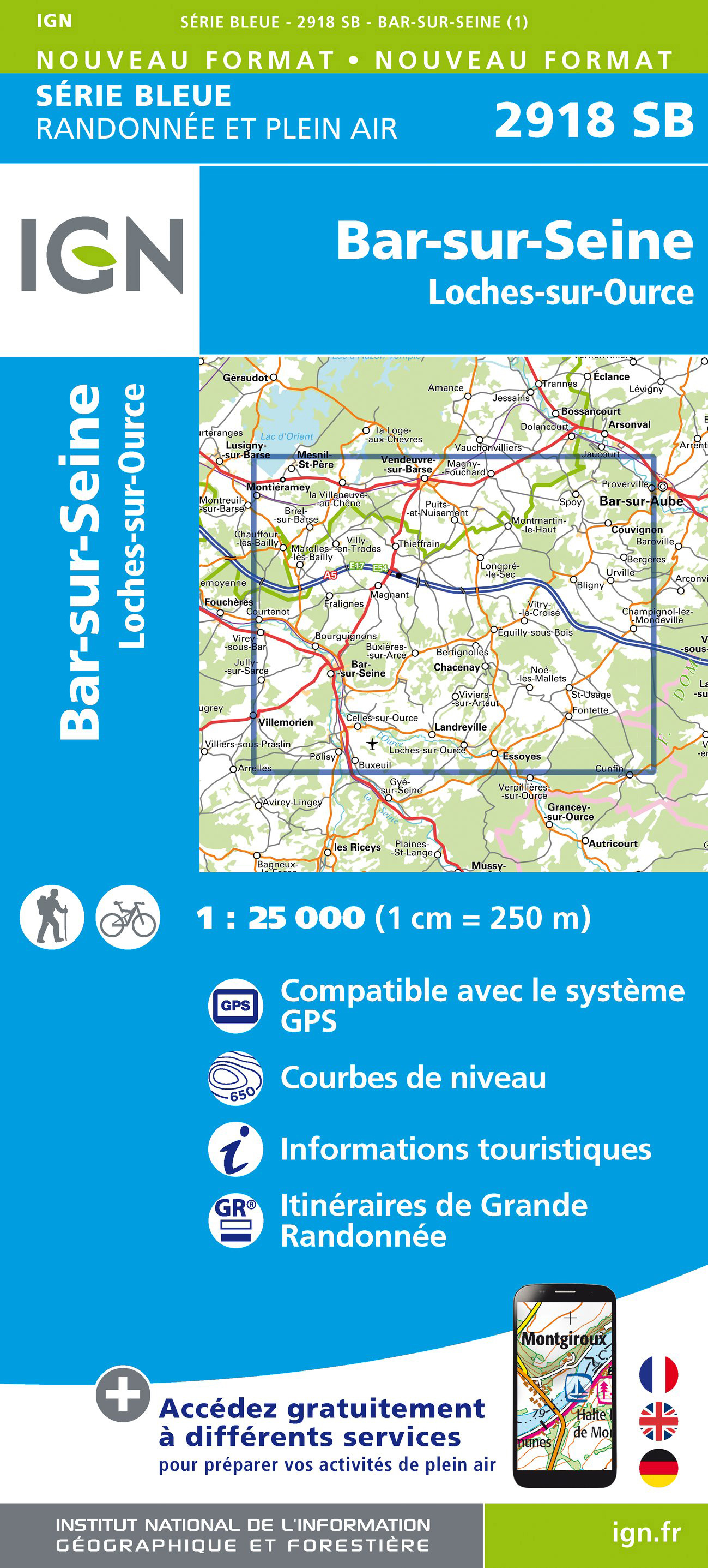 Online bestellen: Topografische kaart - Wandelkaart 2918 SB - Serie Bleue Bar-sur-Seine | IGN - Institut Géographique National