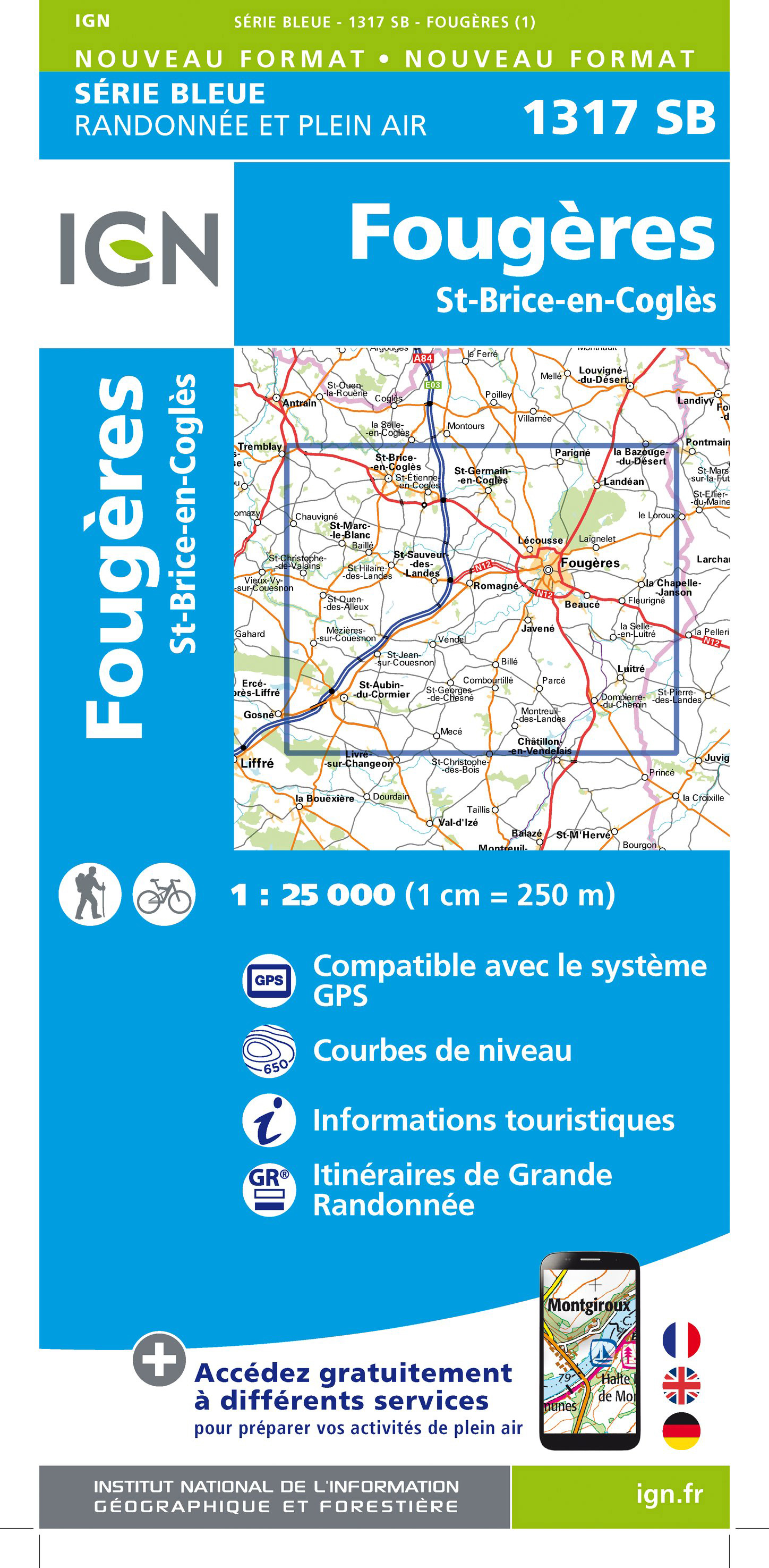 Online bestellen: Wandelkaart 1317 SB - Serie Bleue Fougères - St-Brice-en-Coglès | IGN - Institut Géographique National