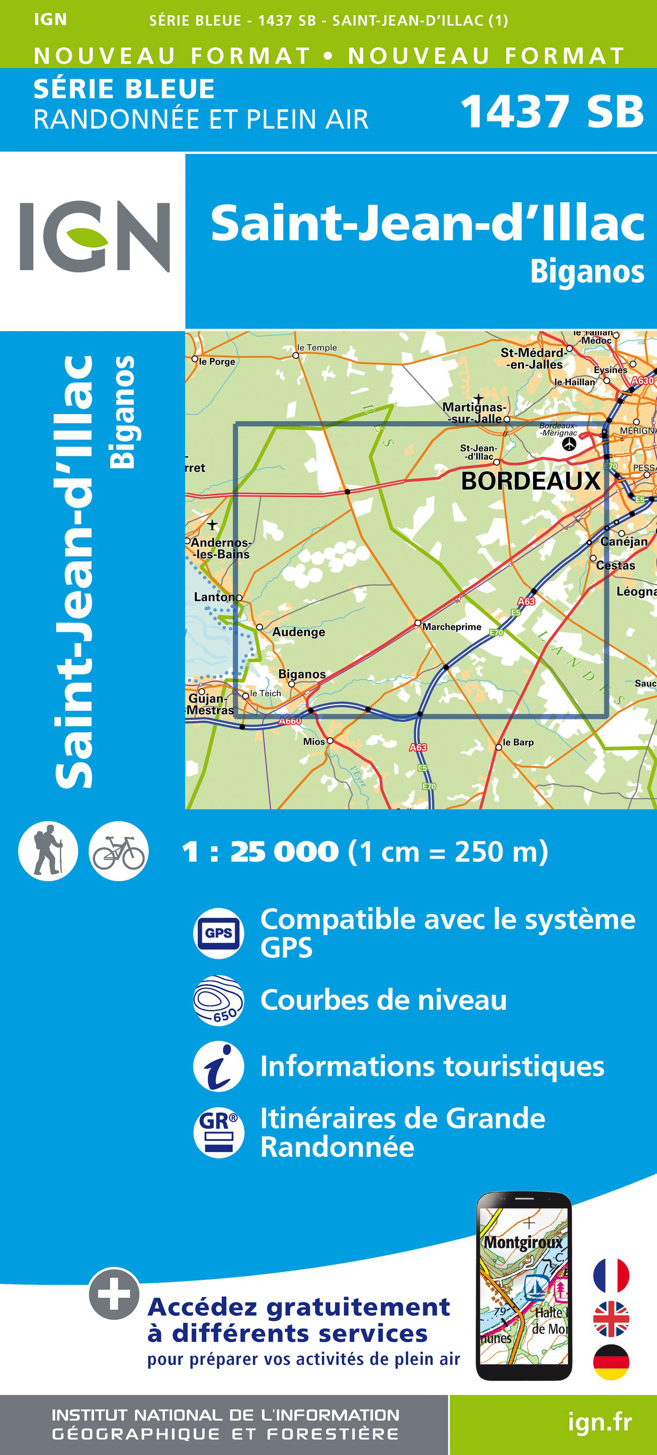 Online bestellen: Wandelkaart - Topografische kaart 1437 SB - Serie Bleue Saint-Jean-d'Illac | IGN - Institut Géographique National