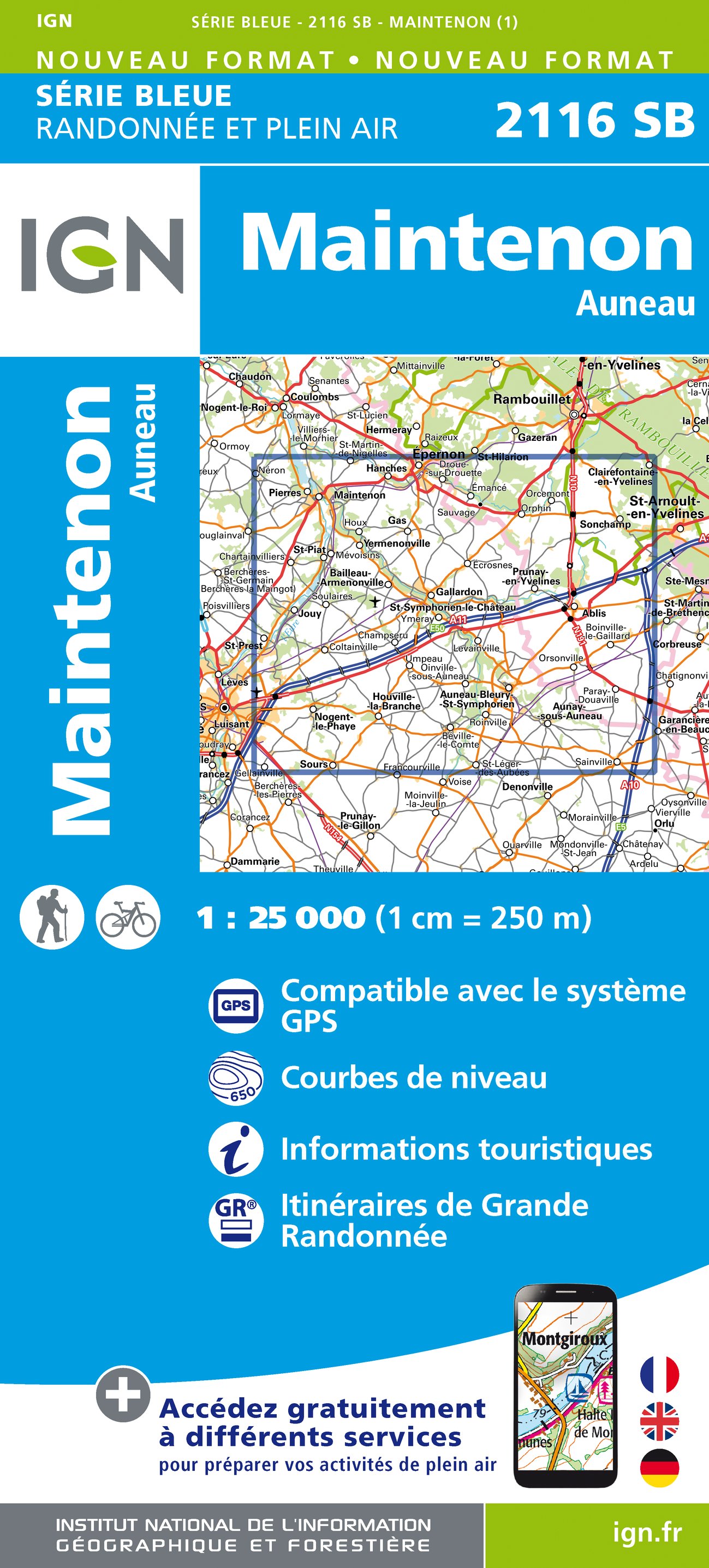 Online bestellen: Wandelkaart - Topografische kaart 2116 SB - Serie Bleue Maintenon | IGN - Institut Géographique National